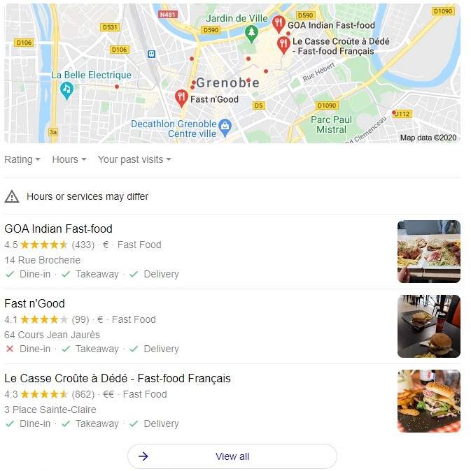 google Map dans la recherche universelle