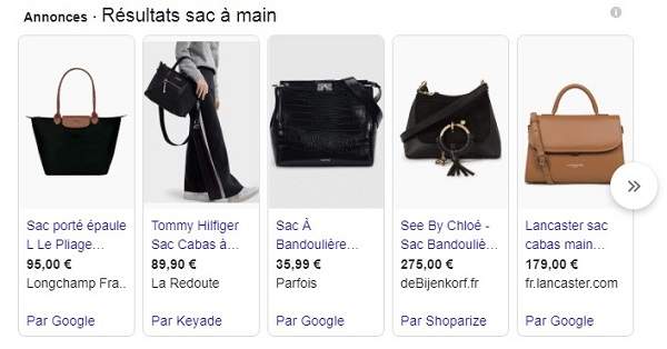 Exemple annonce Google Shopping
