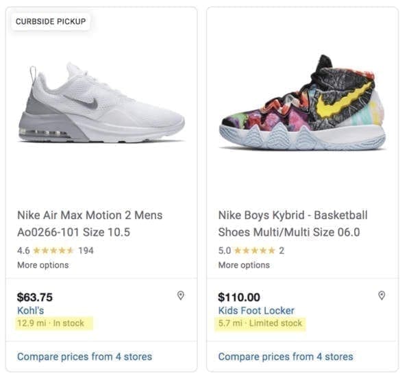 résultats google shopping achat local de chaussure