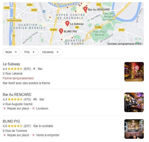 Exemple de pack local Google pour dominer le référencement local