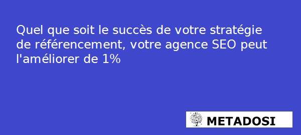 Quel que soit le succès de votre stratégie de référencement, votre agence de référencement peut l'améliorer de 1%