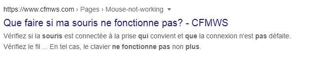 Une balise de titre doit fonctionner en adéquation avec la métadescription