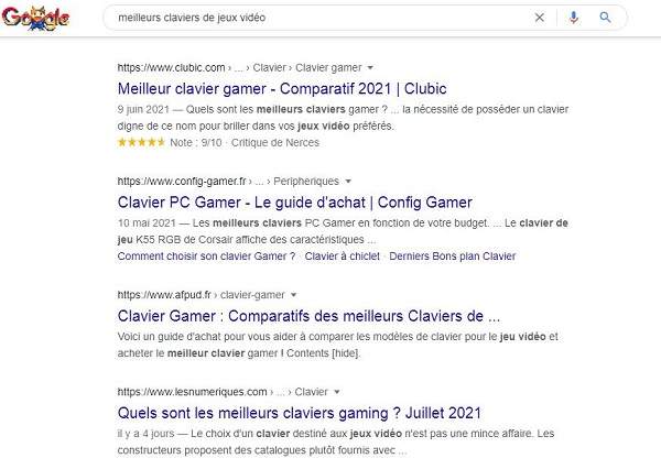 Intention de recherche pour les meilleurs claviers de jeux vidéo