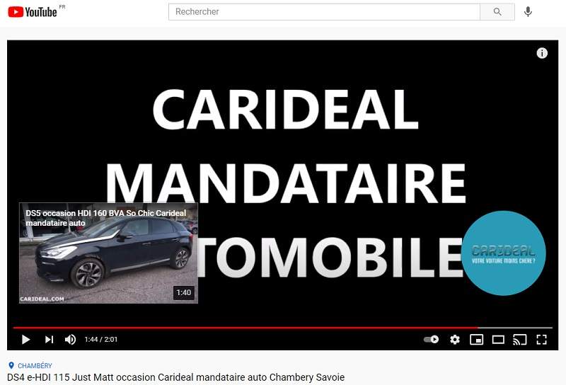 Un écran de fin sur YouTube pour Carideal