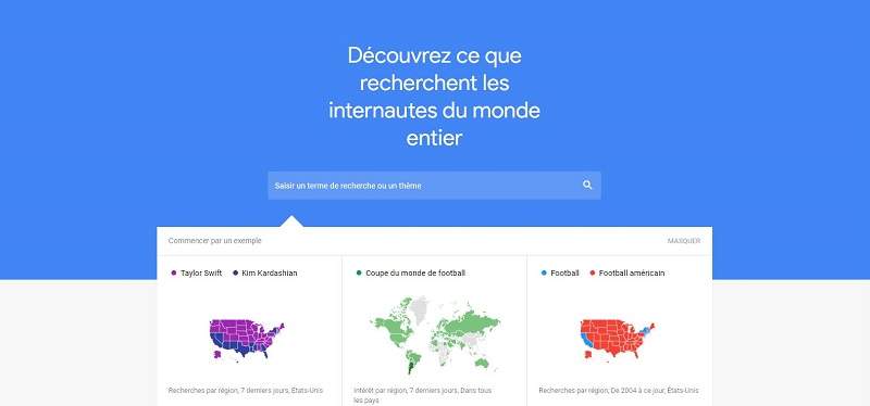 Page d'accueil de Google Trends