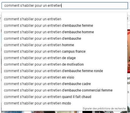 Les recherches suggérées automatiquement par YouTube