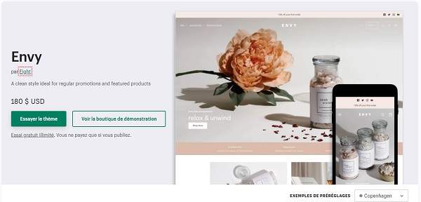 Aperçu du thème Envy de Shopify