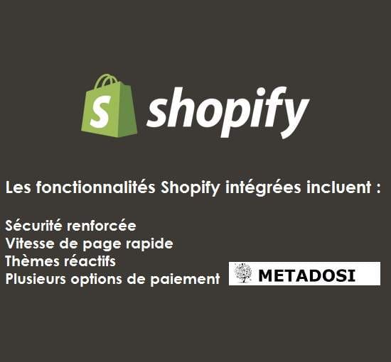 graphique des fonctionnalités intégrées de Shopify