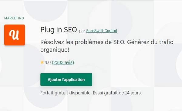 Application Shopify Plug in SEO