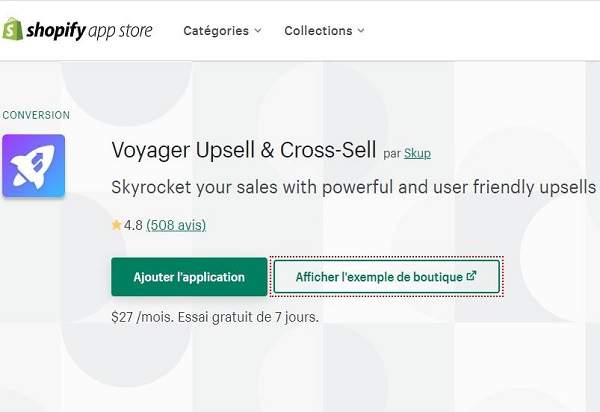 Application Shopify Voyager Upsell & Cross Sell
