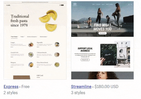 Différents styles de thèmes sur Shopify