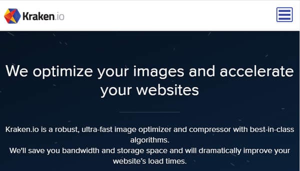 Page d'accueil de Kraken, un site de compression d'images
