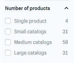 Liste du nombre de produits pour un thème