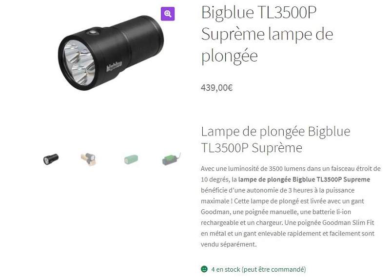 Description d'une lampe de plongée