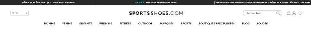 Navigation du site Sportshoes.com