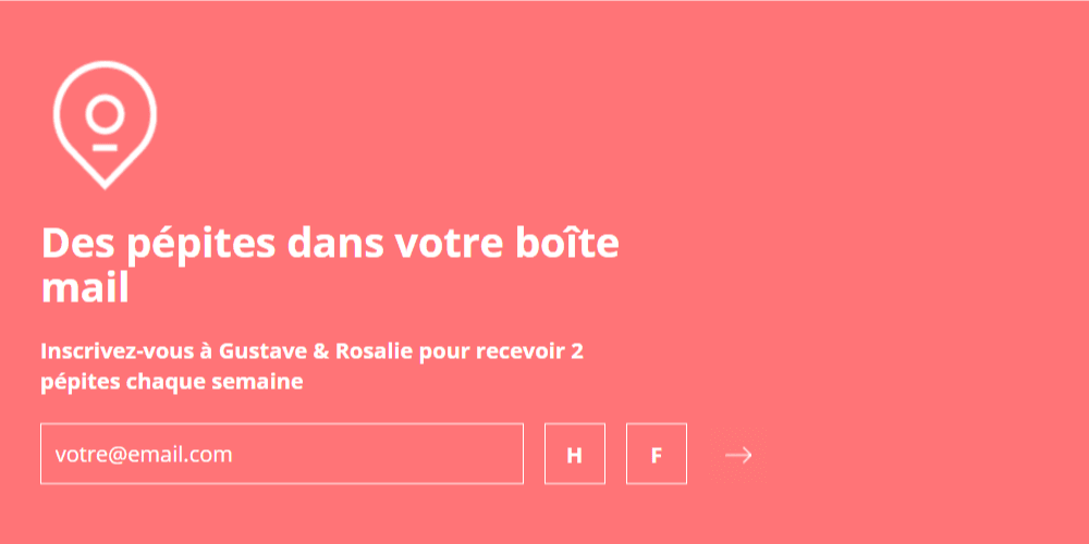 Un formulaire d'inscription à la newsletter pour le détaillant Gustave et Rosalie