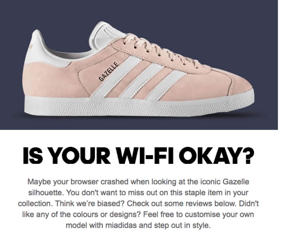 Chaussures Gazelle avec la stratégie est-ce que votre Wifi est OK ?