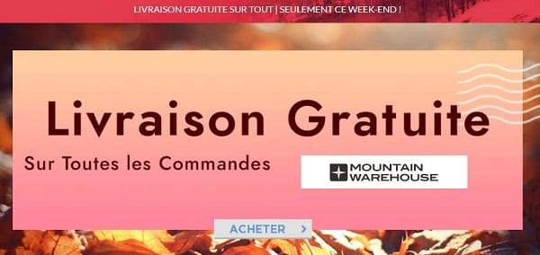 Mountain Warehouse rappelle à ses clients l'option de livraison gratuite