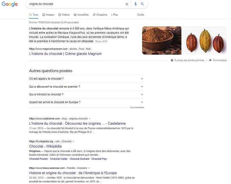 Exemple de méta-description dans les SERPs