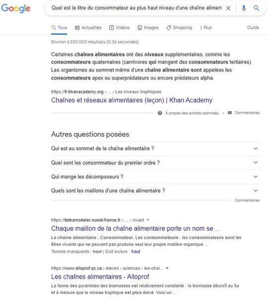 Une recherche sur Google