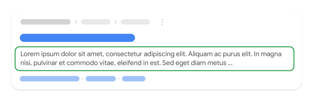 Exemple de méta description, extrait dans la recherche Google