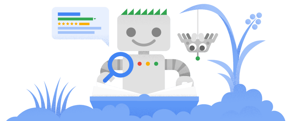 La représentation officielle de Googlebot (avec Spidey à ses côtés)