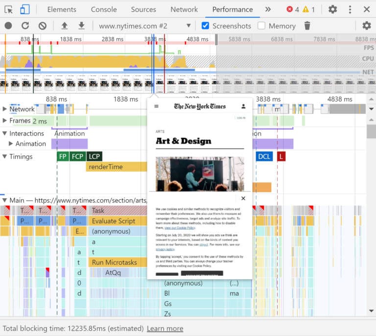 Fonction de capture d'écran dans Chrome DevTools