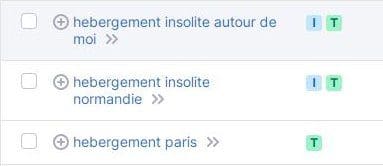 Liste de mots clés pour l'hébergement générée par un outil de recherche de mots clés