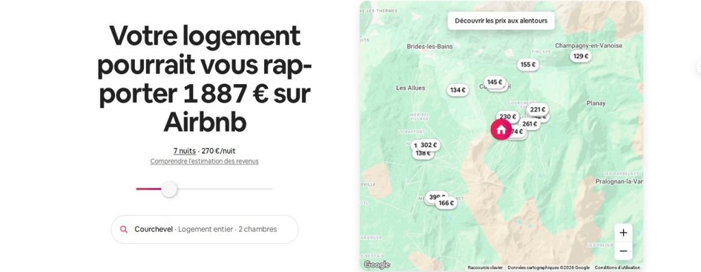10 Exemples de Landing page qui convertissent 2 Landing page Airbnb Hôtes avec estimation de revenus et bouton Commencer